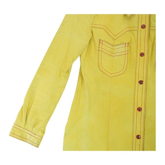 Vintage 70`s MIURA Yellow LEATHER Jacket Size Large Made in England Hard to Find - Picture 5 of 15